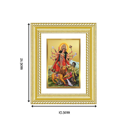 Diviniti 24K Gold Plated Durga - Mahishasura Mardini (Classic) Divine Wall and Table Top Frame for Home Mandir & Office Decor | Luxury Spiritual Gift
