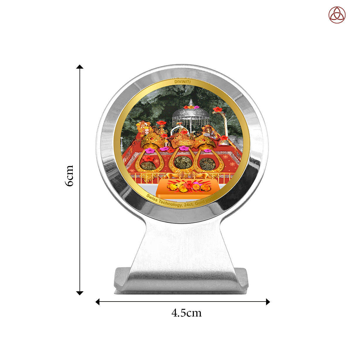 Durga Vaishno Devi Mata Ka Darbar | Divine Goddess Durga Car Dashboard & Tabletop Photo Frame in 24K Gold Plated Foil