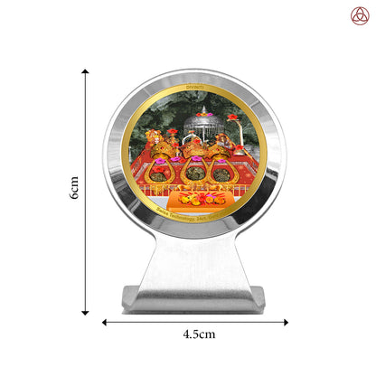 Durga Vaishno Devi Mata Ka Darbar | Divine Goddess Durga Car Dashboard & Tabletop Photo Frame in 24K Gold Plated Foil
