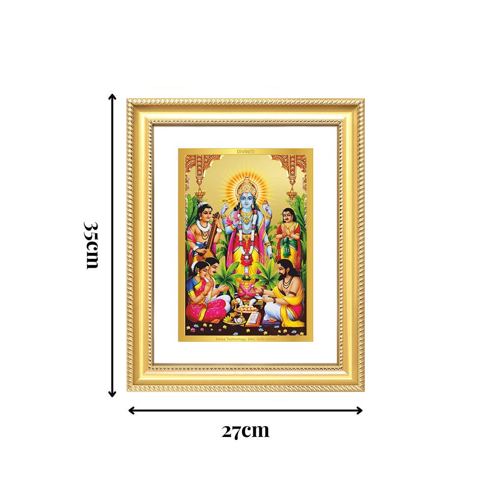 Diviniti 24K Gold Plated Satyanarayan (Classic) Divine Wall Frame for Home Mandir & Office Decor | Luxury Spiritual Gift