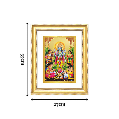 Diviniti 24K Gold Plated Satyanarayan (Classic) Divine Wall Frame for Home Mandir & Office Decor | Luxury Spiritual Gift