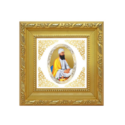 Guru Teg Bahadur Sahib Ji | Divine Sikh Guru Royal Tabletop Photo Frame in 24K Gold Plated Foil