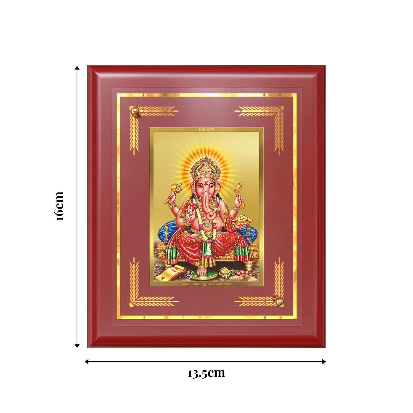 Diviniti 24K Gold Plated Lord Ganesha Wall & Tabletop Photo Frame | Success, Prosperity & Divine Blessings