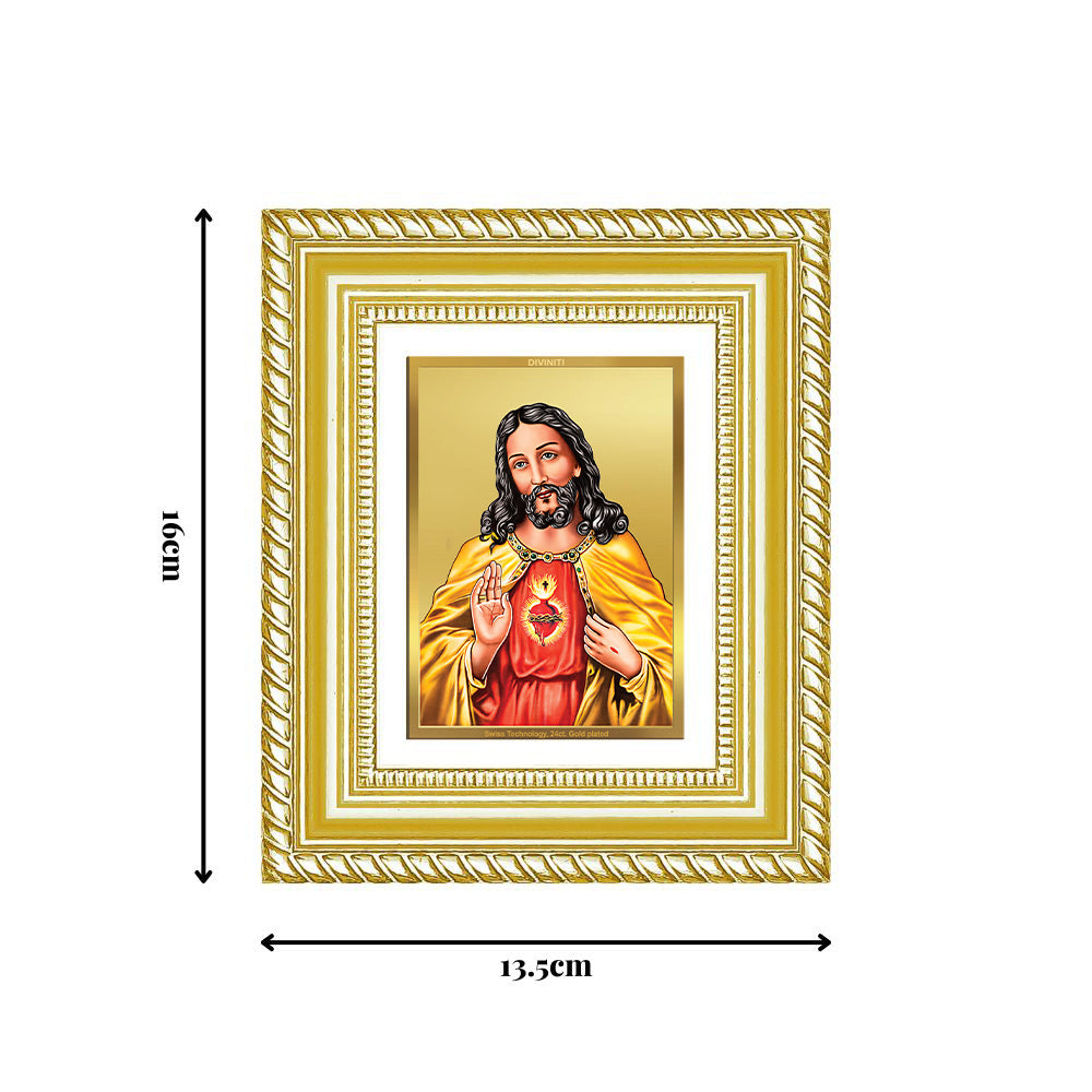 Diviniti 24K Gold Plated Jesus Christ Divine Table Top Frame for Home Mandir & Office Decor | Luxury Spiritual Gift