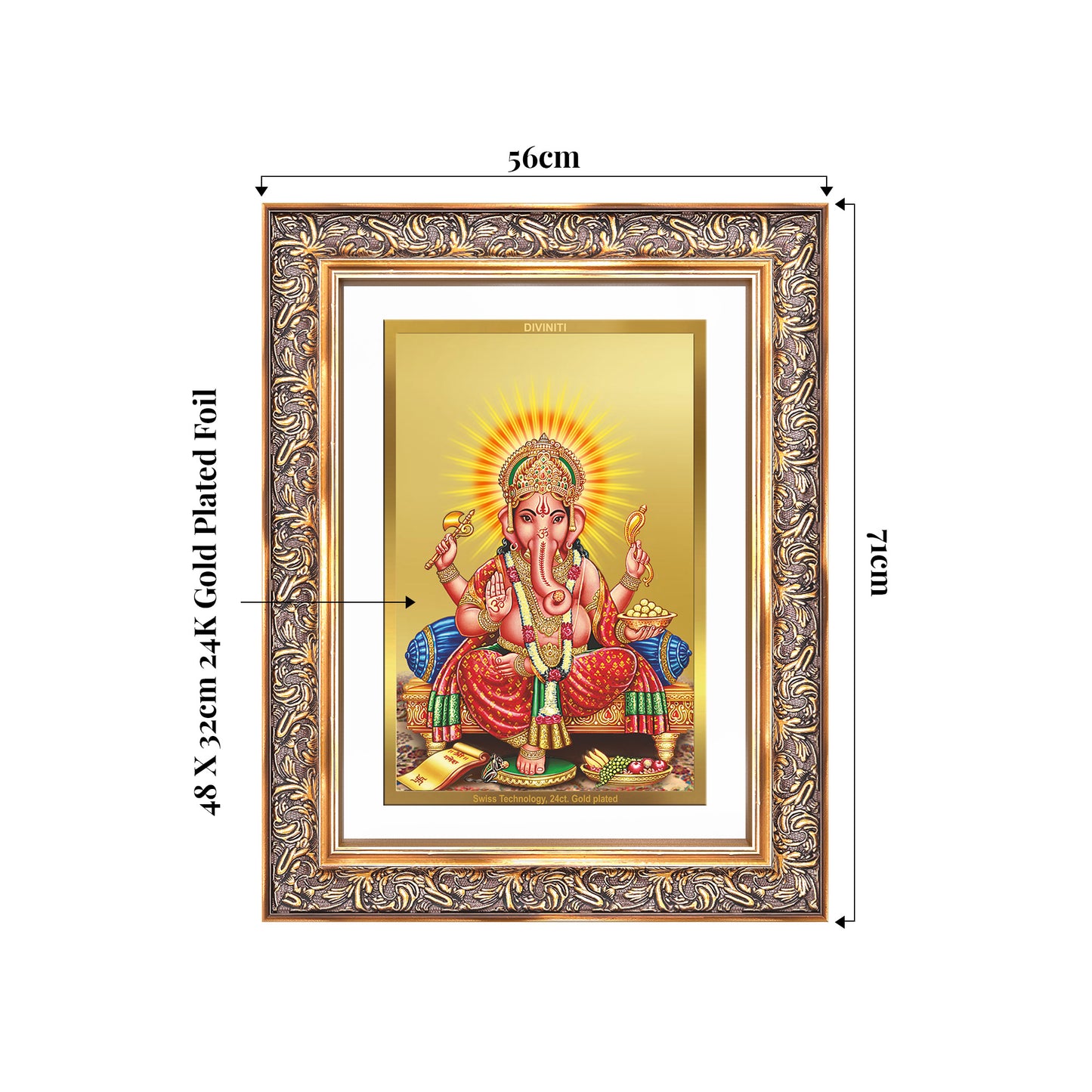 Ganesha | Lord Ganpati Wall Mount Photo Frame in 24K Gold Plated Foil