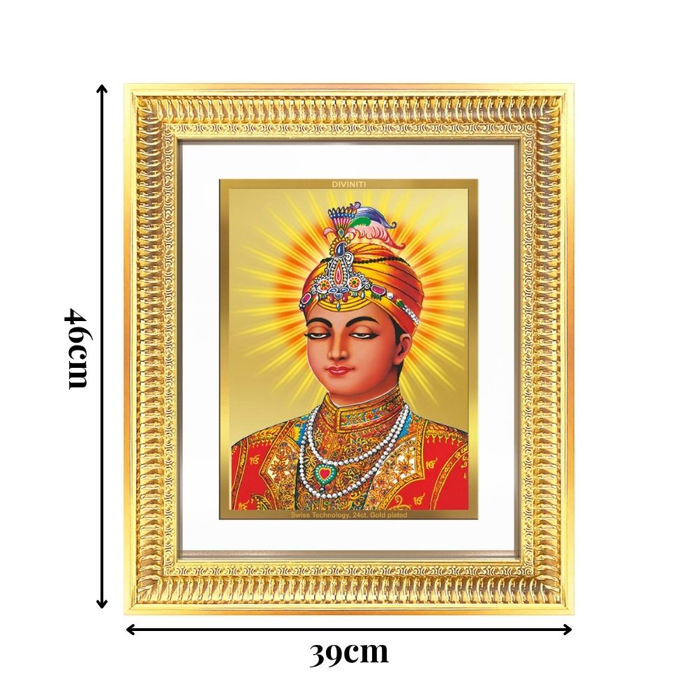 Diviniti 24K Gold Plated Guru Harkrishan Sahib Ji (Classic) Sacred Sikh Wall Frame for Home Decor & Office Ambiance | Premium Spiritual Gift