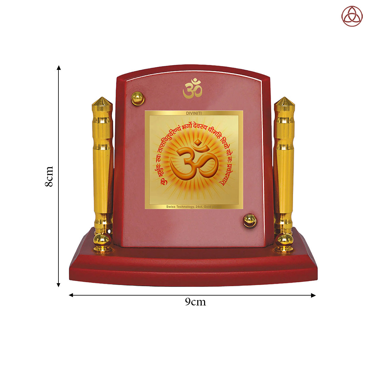 Om & Gayatri Mantra | Sacred Symbols & Chant | Divine Spiritual Energy For Tabletop Frame in 24K Gold Plated Foil