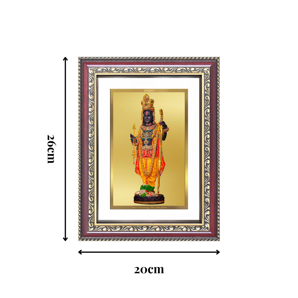 Diviniti 24K Gold Plated Ram Lalla With Arch (Classic) Divine Wall Frame for Home Mandir & Office Decor | Luxury Spiritual Gift