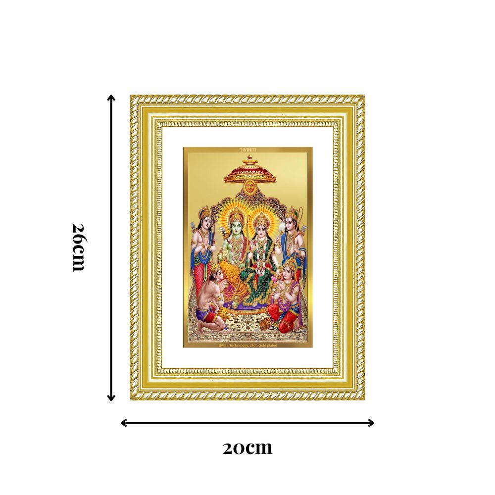 Diviniti 24K Gold Plated Ram Darbar Divine Wall Frame for Home Mandir & Office Decor | Luxury Spiritual Gift
