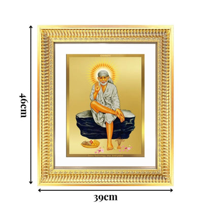Diviniti 24K Gold Plated Sai Baba (Classic) Divine Wall Frame for Home Mandir & Office Decor | Luxury Spiritual Gift