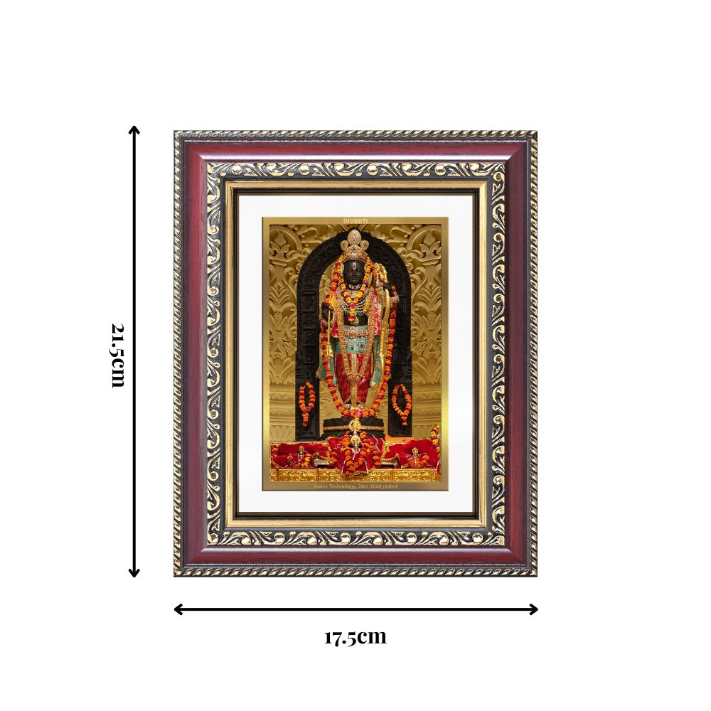 Diviniti 24K Gold Plated Ram Lalla (Classic) Divine Wall and Table Top Frame for Home Mandir & Office Decor | Luxury Spiritual Gift