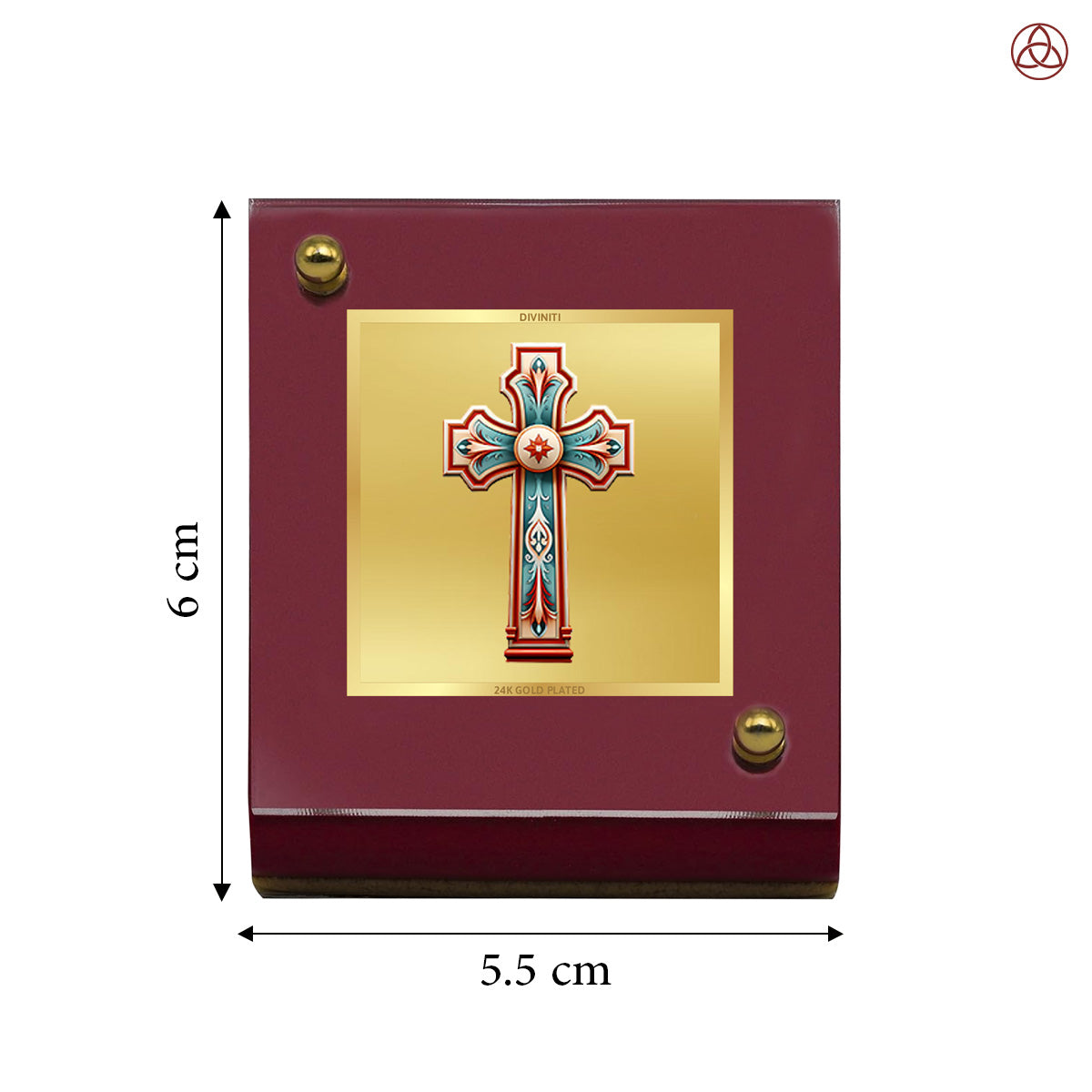 Holy Cross | Divine Christian Cross Car Dashboard & Tabletop Photo Frame in 24K Gold Plated Foil