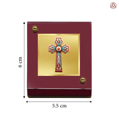 Holy Cross | Divine Christian Cross Car Dashboard & Tabletop Photo Frame in 24K Gold Plated Foil