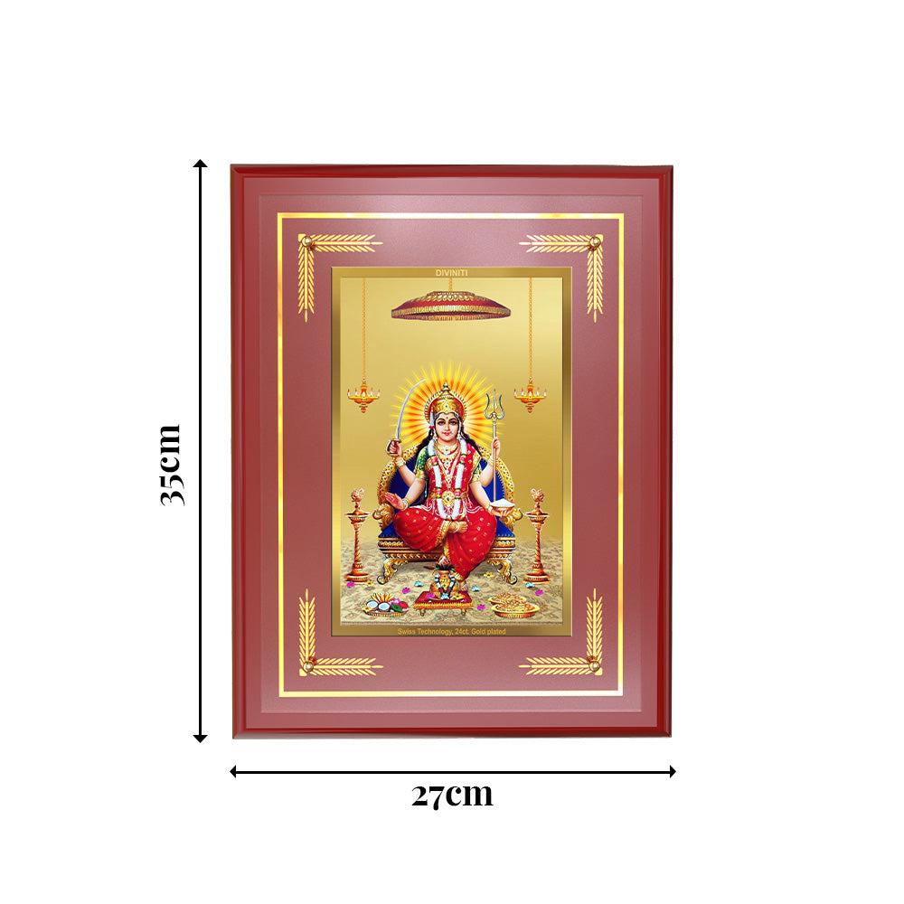 Diviniti Santoshi Mata Wall Photo Frame in 24K Gold Plated Foil | Peace, Contentment & Divine Blessings