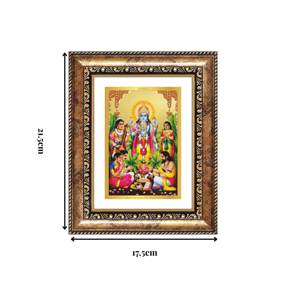 Diviniti 24K Gold Plated Satyanarayan (Classic) Divine Wall and Table Top Frame for Home Mandir & Office Decor | Luxury Spiritual Gift