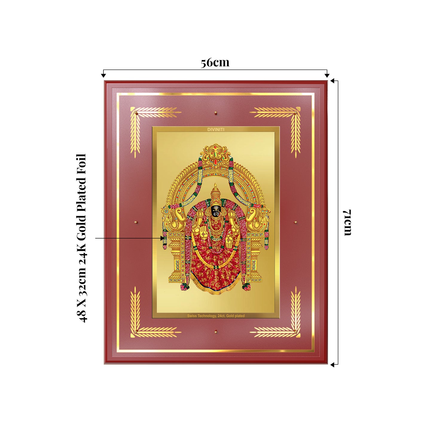 Goddess Padmavati | Consort of Lord Tirupati Balaji Wall Mount Photo Frame in 24K Gold Plated Foil