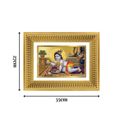 Diviniti 24K Gold Plated Laddu Gopal (Classic) Divine Wall Frame for Home Mandir & Office Decor | Luxury Spiritual Gift