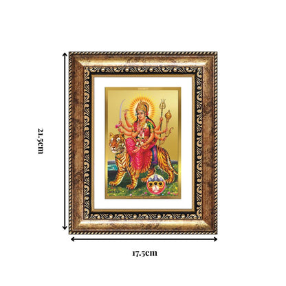 Diviniti 24K Gold Plated Durga - Sherawali Mata With Pind (Classic) Divine Wall and Table Top Frame for Home Mandir & Office Decor | Luxury Spiritual Gift