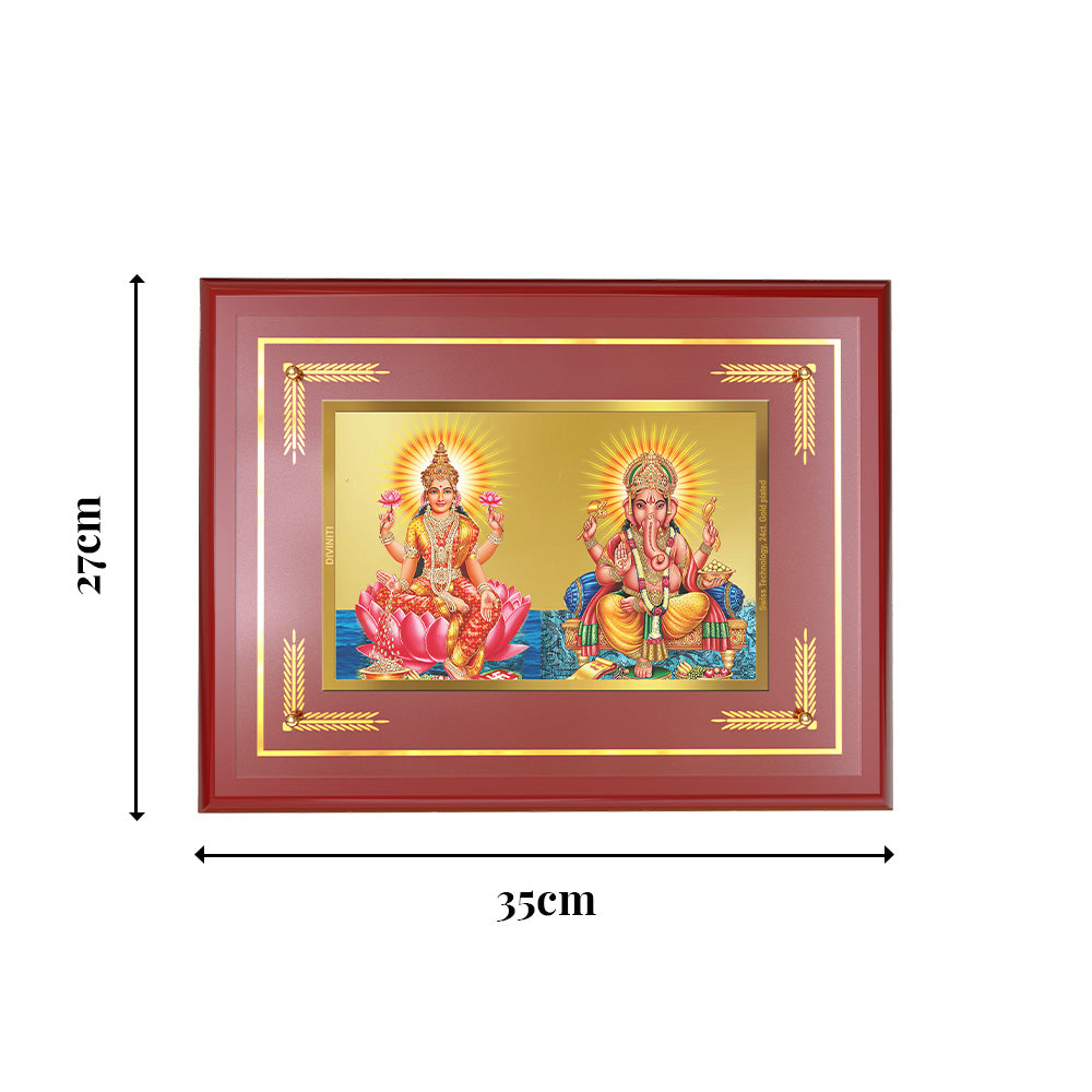 Diviniti 24K Gold Plated Lakshmi & Ganesha Blessing Tabletop Photo Frame | Wealth, Prosperity & Divine Grace