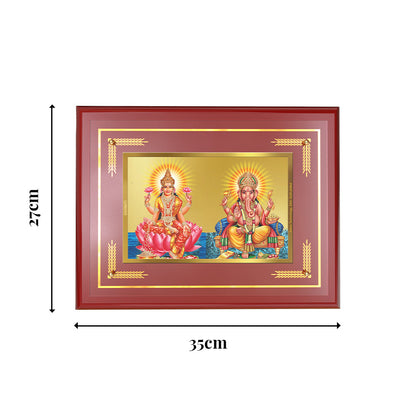 Diviniti 24K Gold Plated Lakshmi & Ganesha Blessing Tabletop Photo Frame | Wealth, Prosperity & Divine Grace