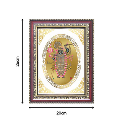 Shrinath Ji | Divine Nathdwara Krishna Wall & Tabletop Royal Photo Frame in 24K Gold Plated Foil