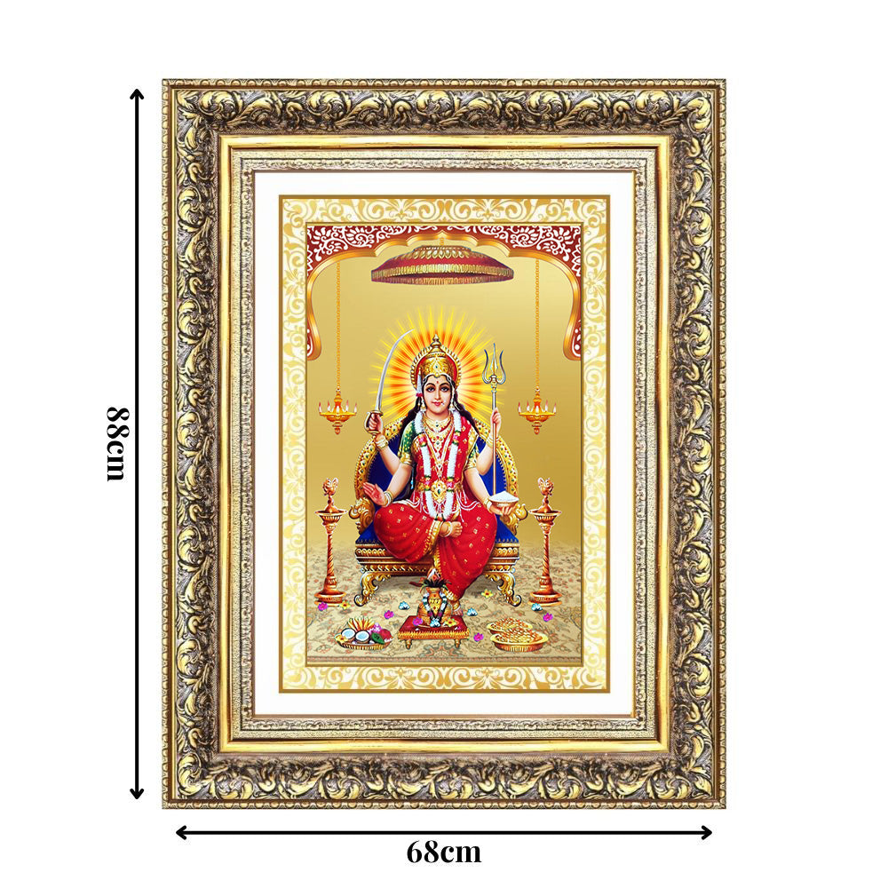 Diviniti 24K Gold Plated Santoshi Mata (Classic) Divine Wall Frame for Home Mandir & Office Decor | Luxury Spiritual Gift