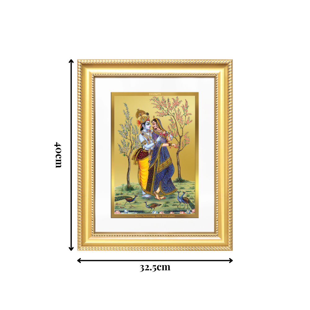 Diviniti 24K Gold Plated Radha Krishna (Classic) Divine Wall Frame for Home Mandir & Office Decor | Luxury Spiritual Gift