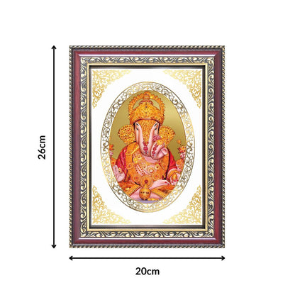 Dagdu Sheth Ganpati | Divine Ganesha Wall & Tabletop Royal Photo Frame in 24K Gold Plated Foil