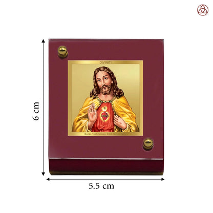 Jesus Christ | Divine Christian Car Dashboard & Tabletop Photo Frame in 24K Gold Plated Foil