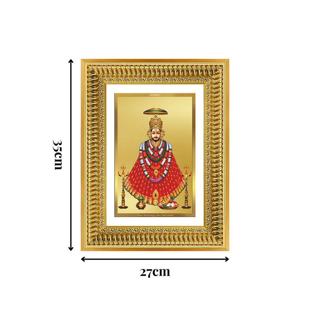 Diviniti 24K Gold Plated Khatu Shyam (Classic) Divine Wall Frame for Home Mandir & Office Decor | Luxury Spiritual Gift