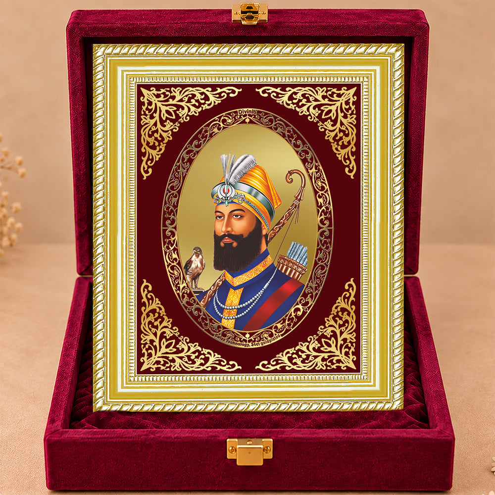 24K Gold-Plated Guru Gobind Singh BG Frame | Premium Gift Box | 26x20 CM