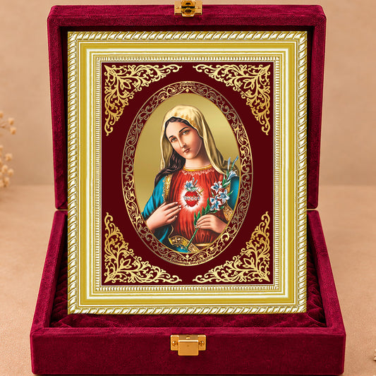24K Gold-Plated Mother Mary Frame | Premium Gift Box | 27x35 CM