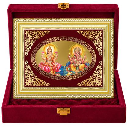 24K Gold-Plated Lakshmi Ganesha Frame | Premium Gift Box | 26x20 CM