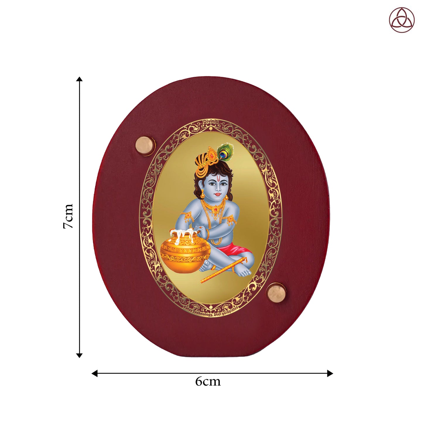 Makhan Gopal Car Dashboard & Tabletop Photo Frame, 24K gold-plated, 7x6 cm, intricate design.