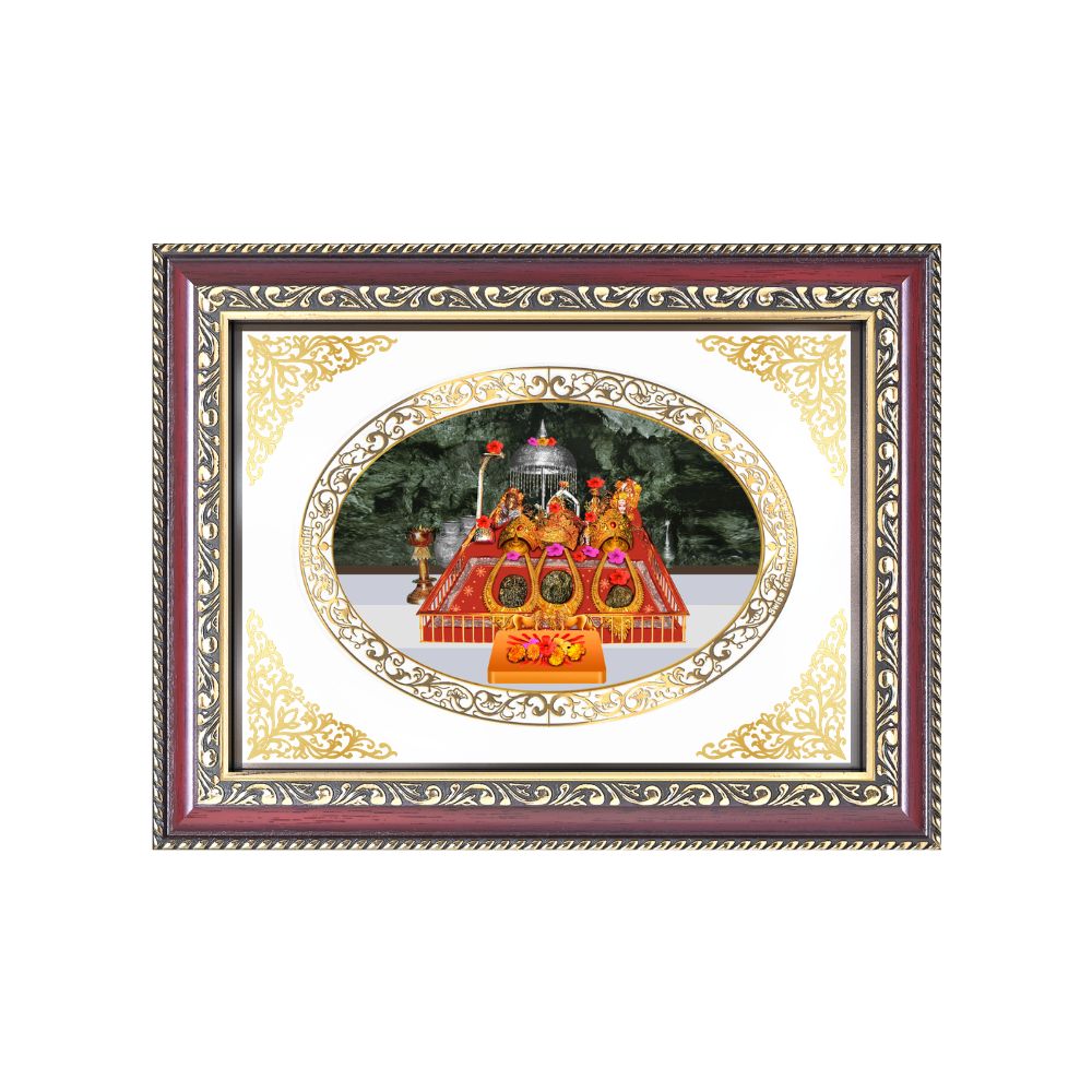 Mata Ka Darbar (Vaishno Devi) | Divine Shakti Wall & Tabletop Royal Photo Frame in 24K Gold Plated Foil