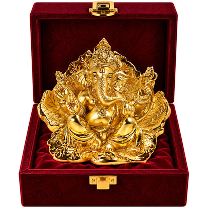 24K Gold-Plated Lord Ganesha Idol | Premium Gift Box | 17x17 CM