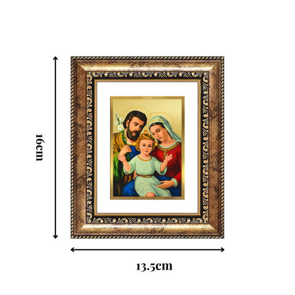 Diviniti 24K Gold Plated Holy Family Divine Table Top Frame for Home Mandir & Office Decor | Luxury Spiritual Gift
