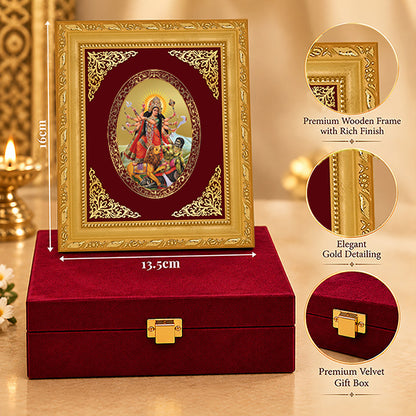 24K Gold-Plated Durga Mahishasura Mardini Frame | Premium Gift Box | 16x13.5 CM