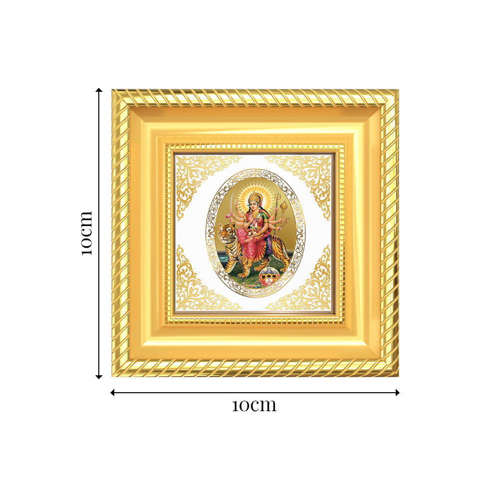 Goddess Durga | Divine Maa Durga Royal Tabletop Photo Frame in 24K Gold Plated Foil