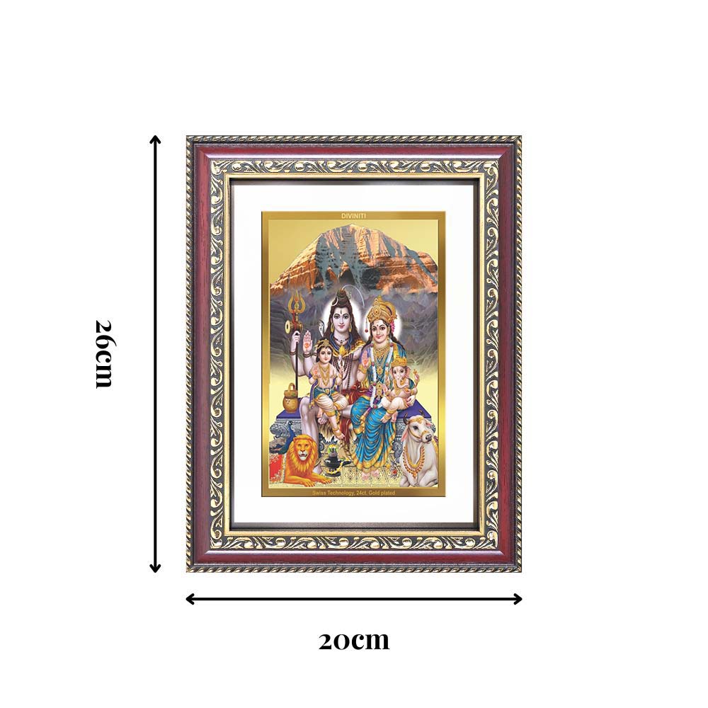 Diviniti 24K Gold Plated Shiv Parivar (Classic) Divine Wall Frame for Home Mandir & Office Decor | Luxury Spiritual Gift