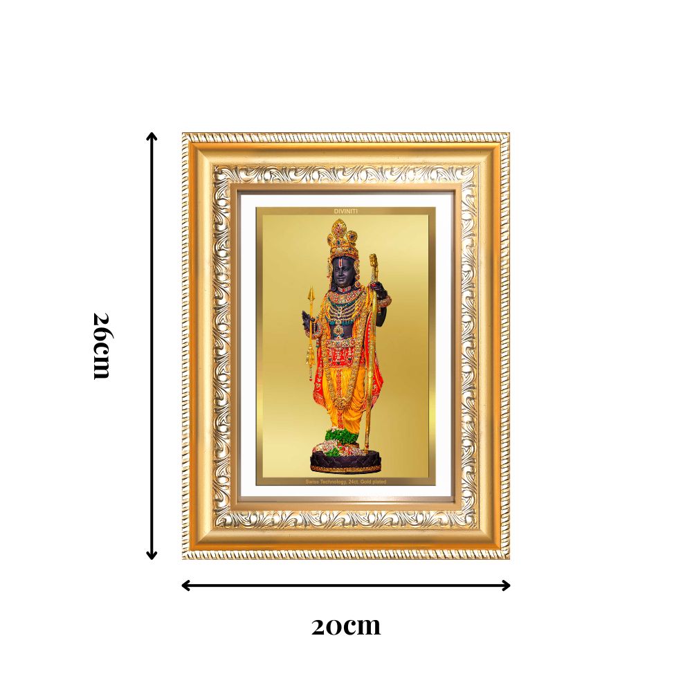 Diviniti 24K Gold Plated Ram Lalla With Arch (Classic) Divine Wall Frame for Home Mandir & Office Decor | Luxury Spiritual Gift