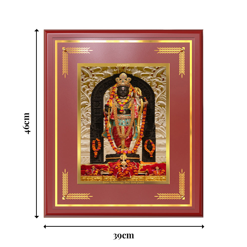 Diviniti Shree Ram Lalla Wall Photo Frame in 24K Gold Plated Foil – Divine Innocence, Joy & Auspicious Blessings