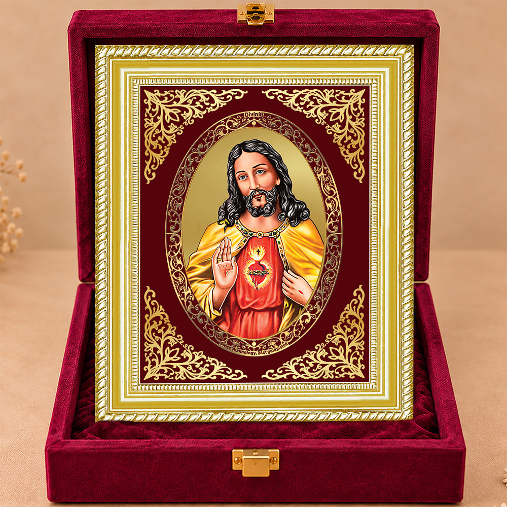 24K Gold-Plated Jesus BG Frame | Premium Gift Box | 26x20 CM