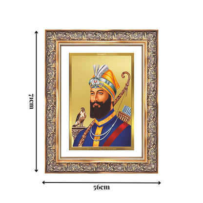 Diviniti 24K Gold Plated Guru Gobind Singh Ji (Classic) Sacred Sikh Wall Frame for Home Decor & Office Ambiance | Premium Spiritual Gift