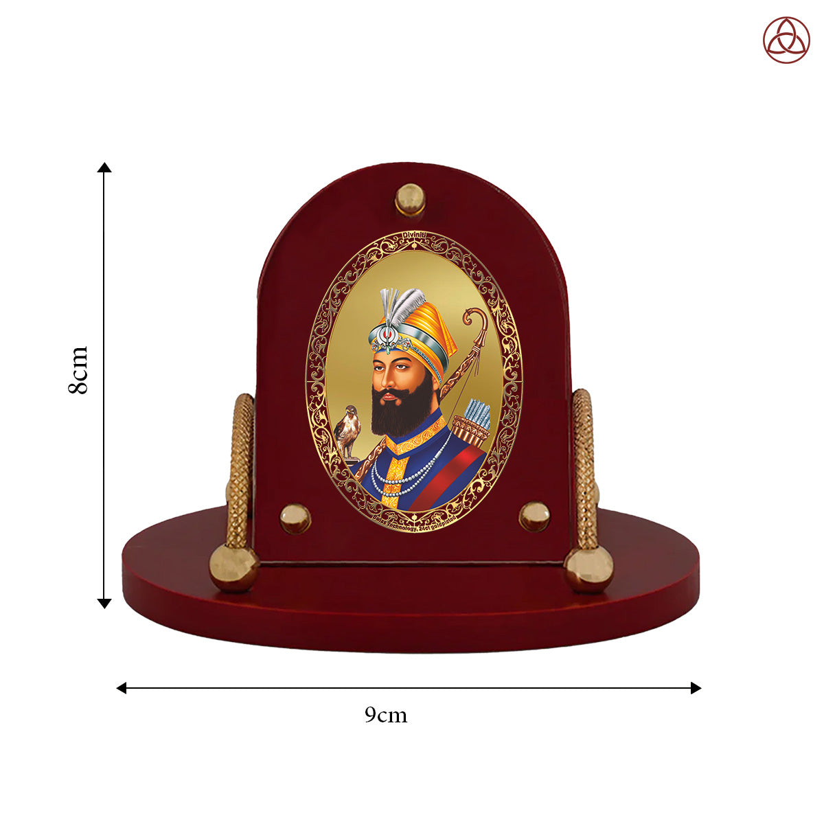 Guru Gobind Singh Ji | Divine Sikh Guru 24K Gold Plated Photo Frame for Car Dashboard, Home Décor & Tabletop | Blessings of Courage, Faith & Strength