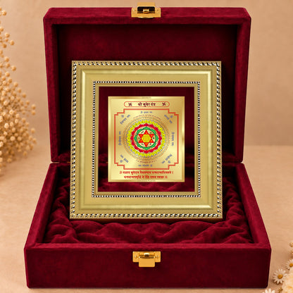 24K Gold-Plated Kuber Yantra Frame | Premium Gift Box | 12x11 CM