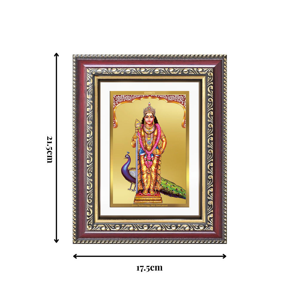 Diviniti 24K Gold Plated Murugan (Classic) Divine Wall and Table Top Frame for Home Mandir & Office Decor | Luxury Spiritual Gift