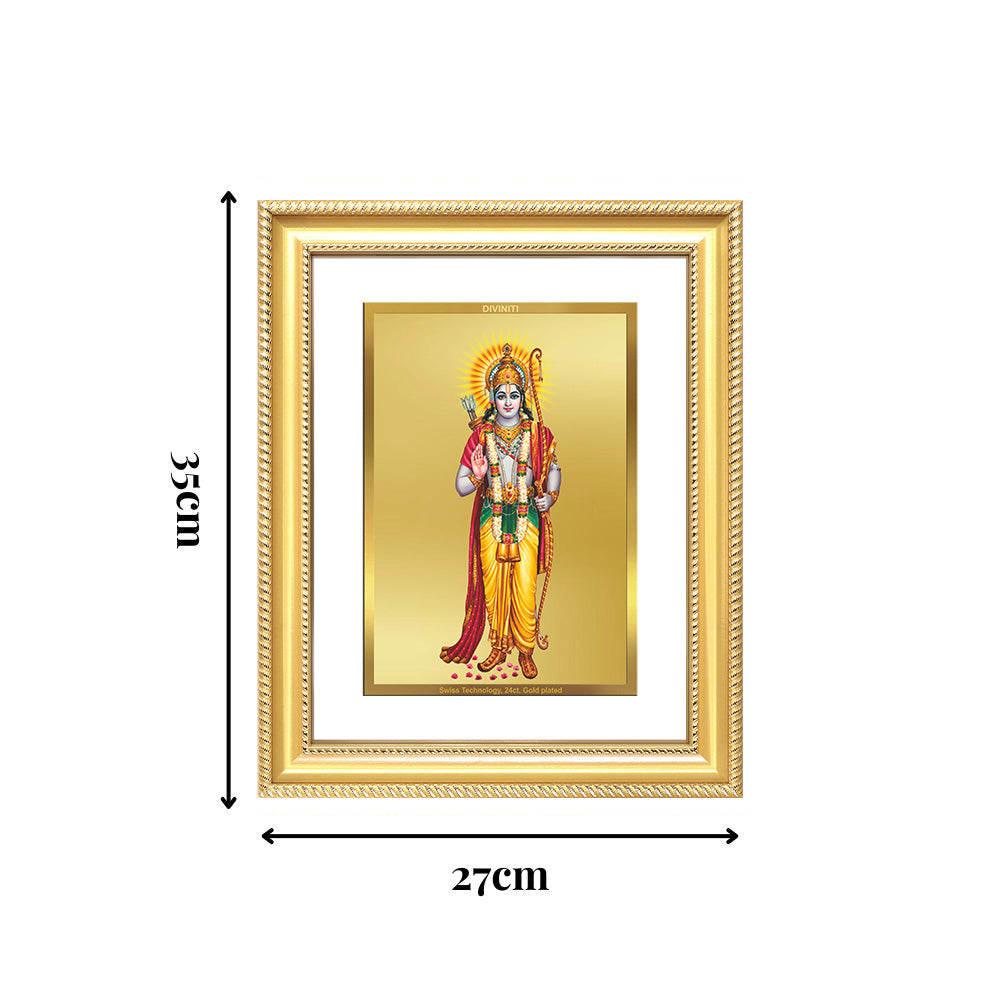 Diviniti 24K Gold Plated Ram Ji (Classic) Divine Wall Frame for Home Mandir & Office Decor | Luxury Spiritual Gift