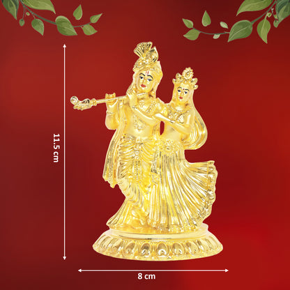 DIVINITI 24K Gold Plated Radha Krishna Idols Statue Spiritual Love for Home, Office, Puja Mandir, Luxury Gift (11.5x8 CM)