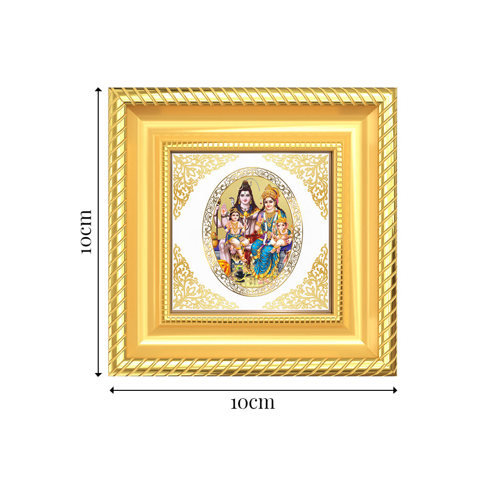 Shiv Parivar | Divine Shiva Family Royal Tabletop Photo Frame in 24K Gold Plated Foil